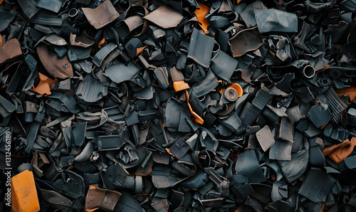 Abstract Background of Shredded Rubber Waste for Recycling Concepts