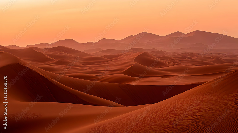 Orange and Red Sand Dunes at Sunset Desert Landscape Orange and Red Sand Dunes at Sunset Desert Landscape