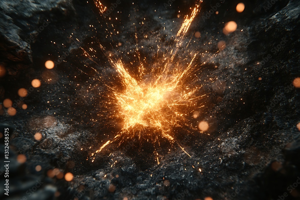 custom made wallpaper toronto digitalFiery Metal Explosion - Industrial Art