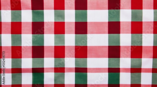 Red, Green and White Gingham Fabric Texture Close-up Checkered Pattern, Textile Background, Gingham Check Gingham, Fabric Texture