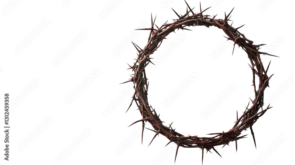 Fototapeta premium A crown of thorns in the shape of an O isolated on transparent background (4)