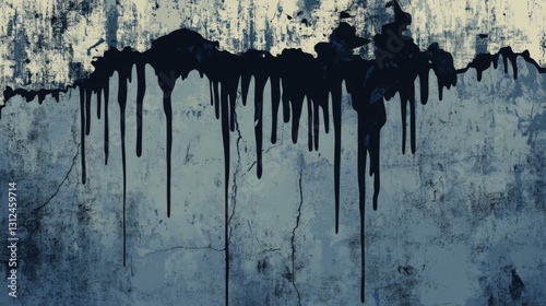 Abstract dripping paint on weathered concrete wall design for artistic projects and backgrounds