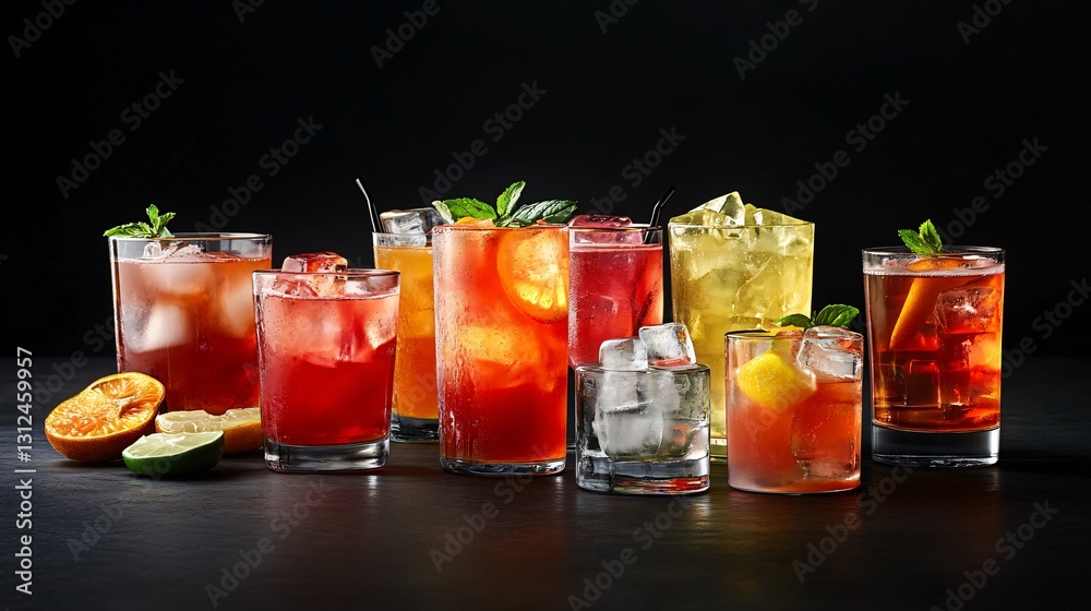 Fototapeta premium Delicious cocktails on a dark table