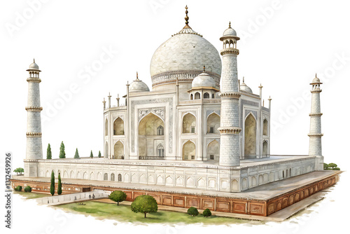 miniature of taj mahal agra india isolated on white background PNG.AI GENERATED