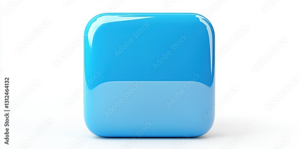 Bright blue cube with glossy finish placed on a neutral background, showcasing a modern design aesthetic Bright blue cube with glossy finish placed on a neutral background, showcasing a modern design aesthetic