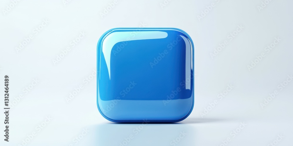 Bright blue square object rests on a smooth white surface capturing light in a minimalist setting Bright blue square object rests on a smooth white surface capturing light in a minimalist setting