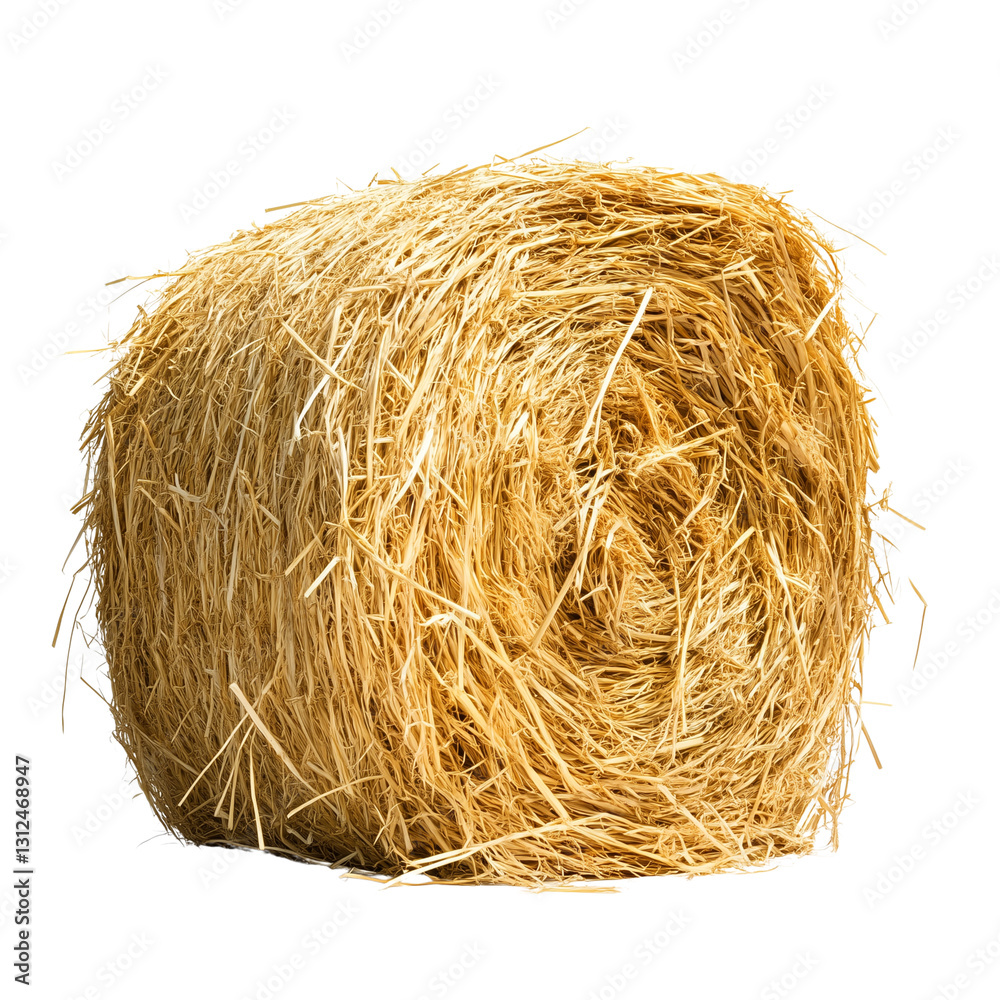 A single straw bale isolated on transparent background A single straw bale isolated on transparent background