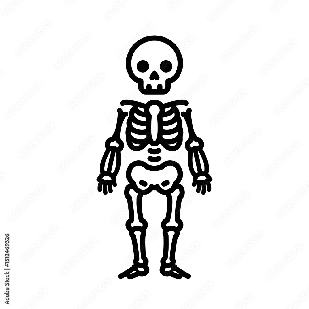 Illustration of a Skeleton in a Front View for Educational Purposes