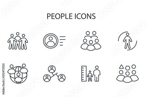People icon set.vector.Editable stroke.linear style sign for use web design,logo.Symbol illustration.