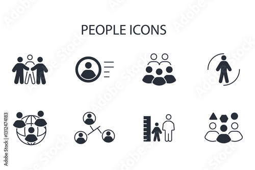 People icon set.vector.Editable stroke.linear style sign for use web design,logo.Symbol illustration.