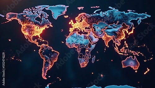Global currency exchange network, digital financial transactions, world economy, globe, trade, currency
