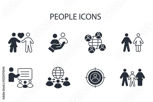 People icon set.vector.Editable stroke.linear style sign for use web design,logo.Symbol illustration.