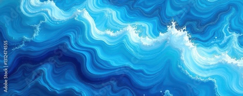 Fluid blue water flow, Aegean marble swirl pattern, texture, pattern, sea