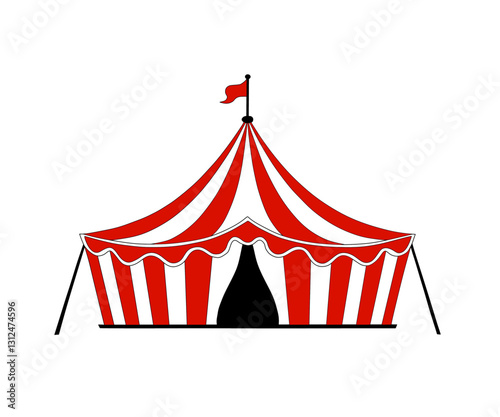 Illustration of a red and white circus tent