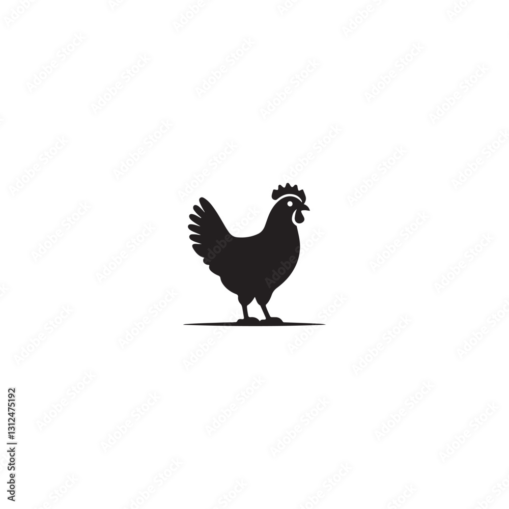 Simple Silhouette of a Chicken.This is a clean, bold silhouette of a chicken. Simple Silhouette of a Chicken.This is a clean, bold silhouette of a chicken.