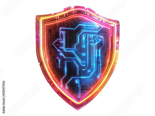 neon cyber security shield