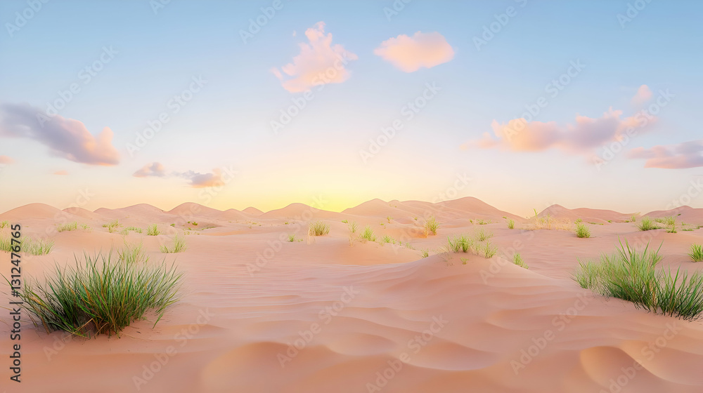 Fototapeta premium Pastel Sunset Over Sandy Desert Landscape