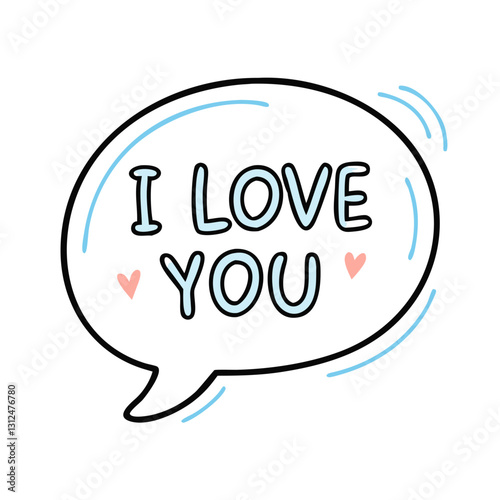 Speech bubble icon with "I Love You" phrase representing affection and love communication