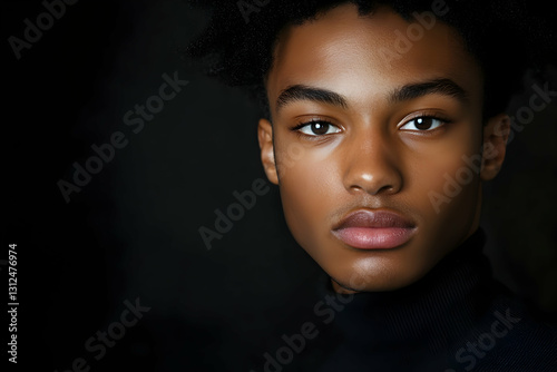 Studio portrait of individual with distinctive features