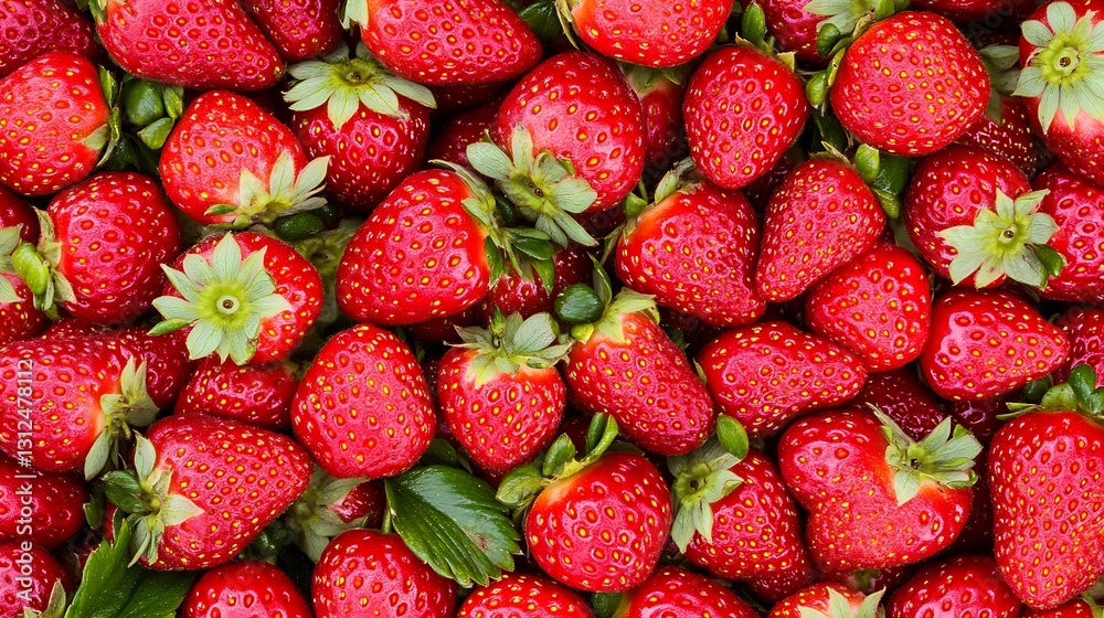 Strawberries with green leaves filling the frame for a background on a website about fruit recipes Strawberries with green leaves filling the frame for a background on a website about fruit recipes