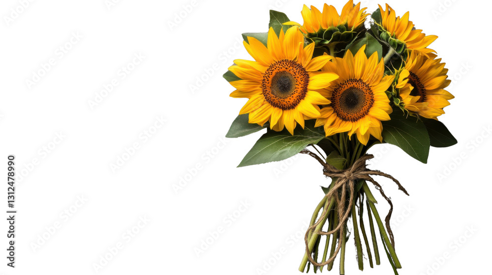Obraz premium Bouquet of sunflowers blooming with transparent background