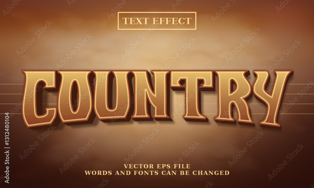 Editable 3d country text effect. Classic western font style Editable 3d country text effect. Classic western font style