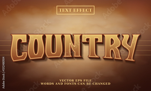 Editable 3d country text effect. Classic western font style