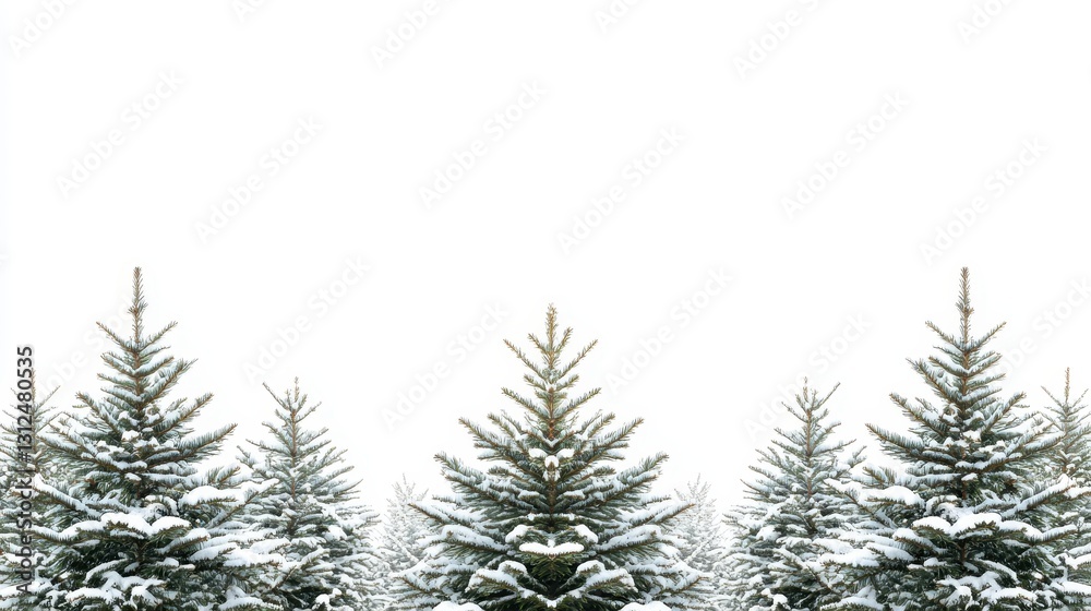 Snowy Christmas Trees in Row Snowy Christmas Trees in Row