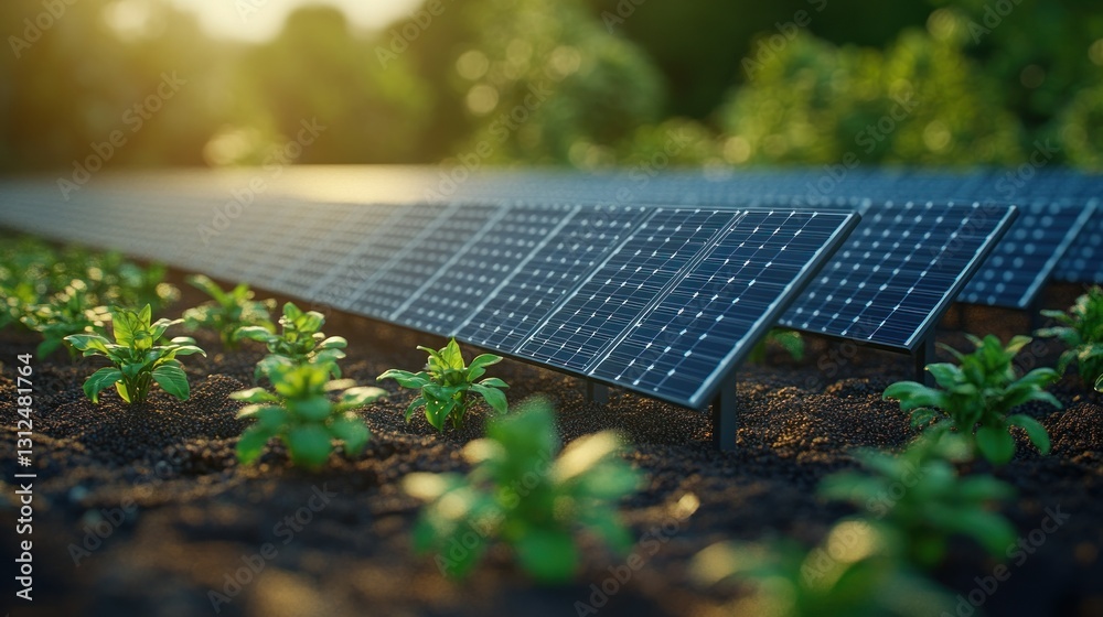Fototapeta premium Sustainable agriculture with solar panels