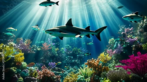Majestic Shark in Vibrant Coral Reef
