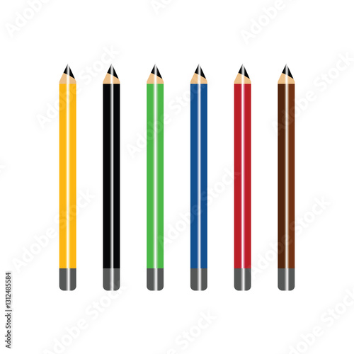 Realistic Colored Pencils Set – High-Quality Vector Illustration