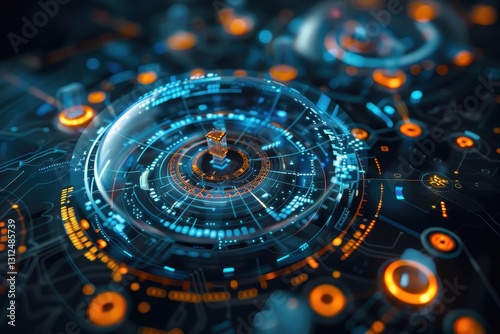 Wallpaper Mural Nanomachine swarm control interface microscopic view digital art abstract technology Torontodigital.ca