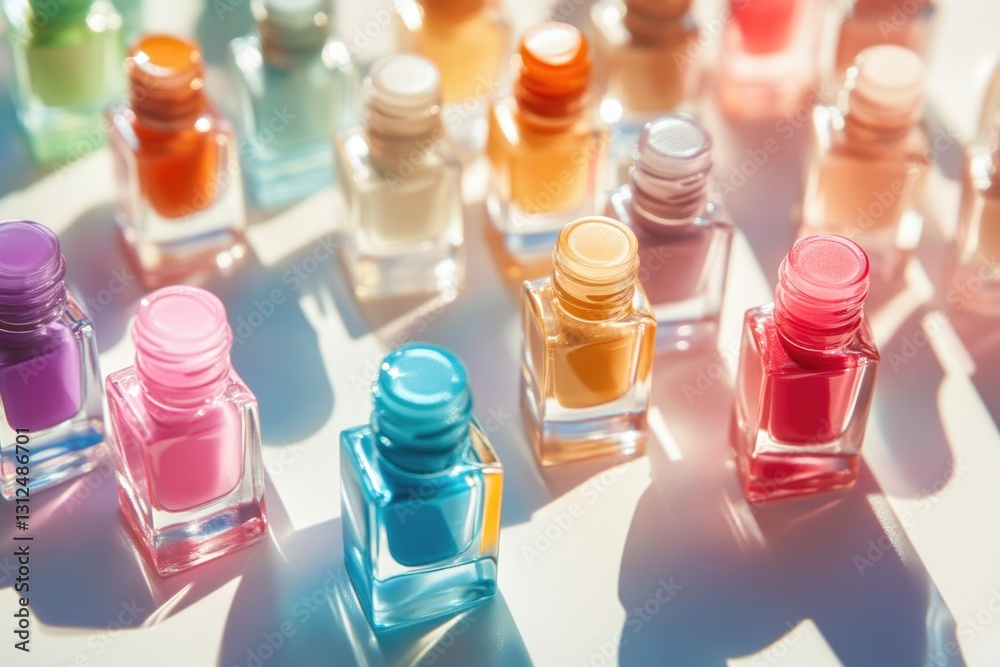 Collection of neutral earth-toned nail polishes in bottles Collection of neutral earth-toned nail polishes in bottles