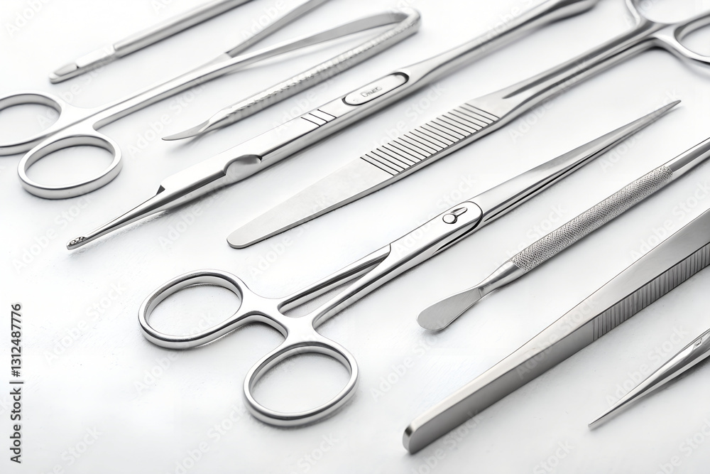 Sterile Surgical Instruments on White Background – Precision Medical Tools Sterile Surgical Instruments on White Background – Precision Medical Tools