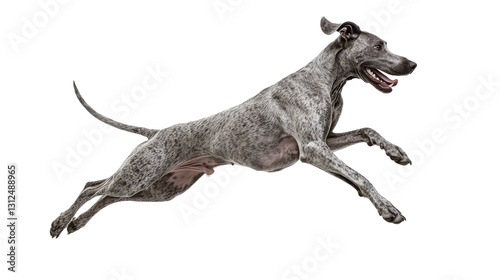 Great Dane Leaping with Graceful Elegance Showcasing Its Massive Frame and Energy in Action