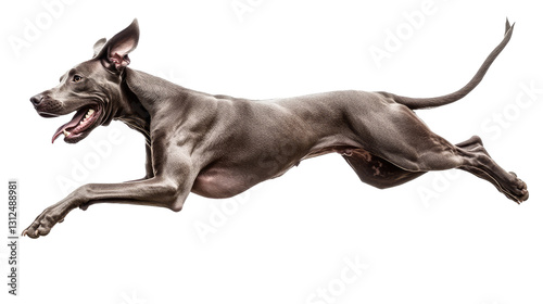 Energetic Great Dane Leaping Gracefully in Mid-air, Showcasing its Powerful and Impressive Frame