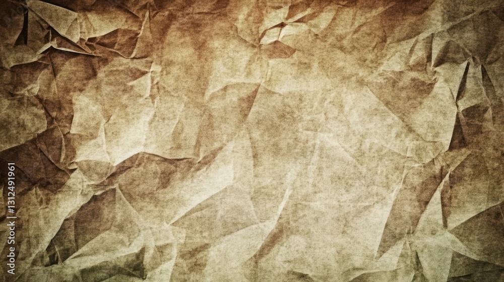 Fototapeta premium Crumpled Vintage Paper Texture: A Brown and Beige Abstract Background