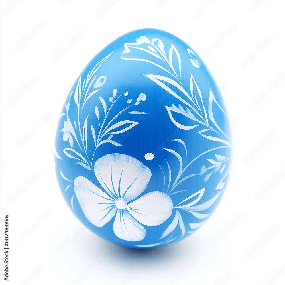 Obraz premium simple blue easter egg isolated on white background