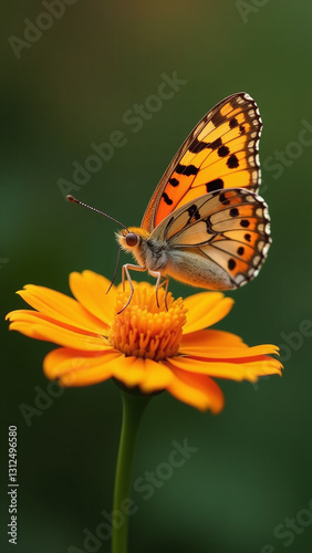 Wallpaper Mural butterfly sits orange flower intricate patterns visible delicate Torontodigital.ca