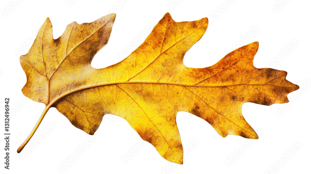 Golden brown oak leaf isolated on transparent background representing autumn season Golden brown oak leaf isolated on transparent background representing autumn season
