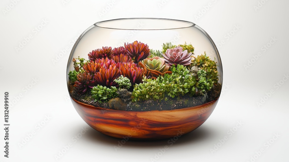 Succulent Terrarium on White Background Succulent Terrarium on White Background