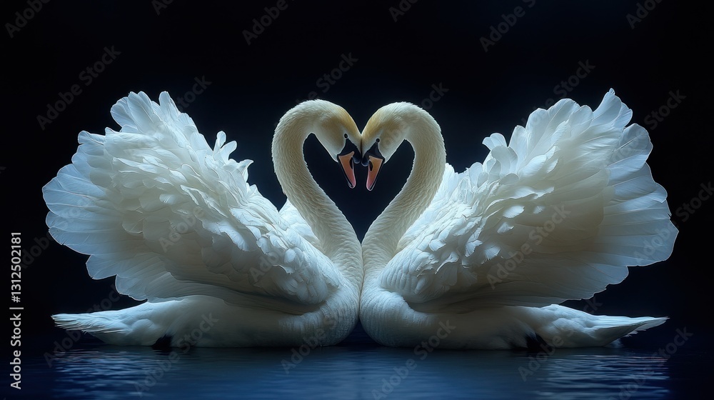 Obraz premium Two swans in a heart shape