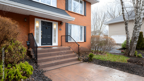 Exterior view of a two story brick residential building