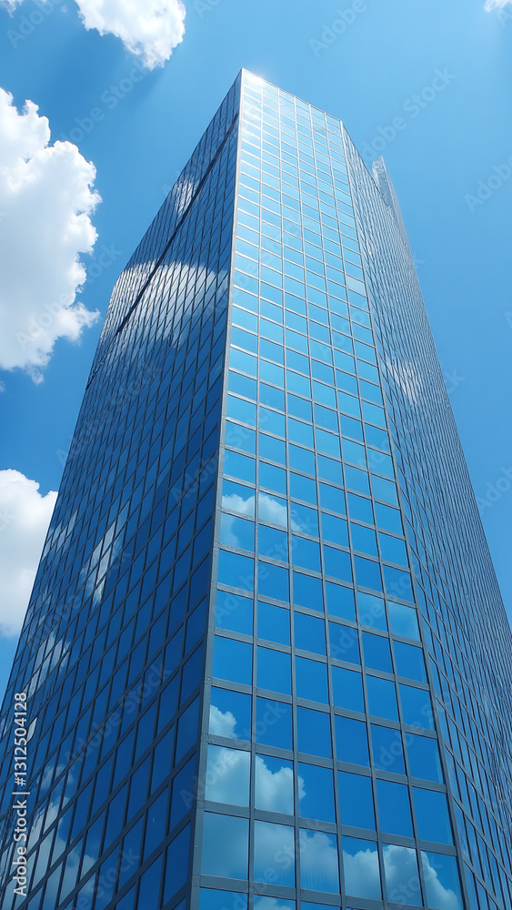 highrise glass building reflects blue sky many gleaming highrise glass building reflects blue sky many gleaming