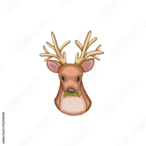 a living deer chewing grass.