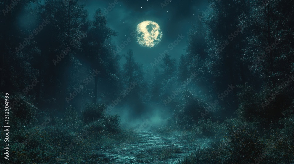 Enchanted Moonlight Forest Path Enchanted Moonlight Forest Path