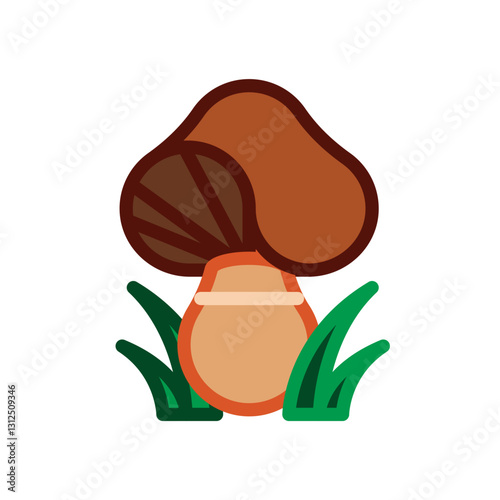 brown mushroom vector drawing on white background