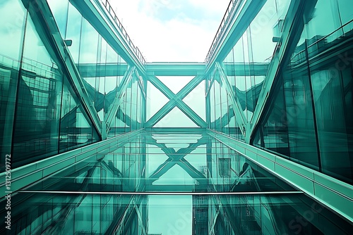 Modern glass architecture and steel beams reaching for open skies