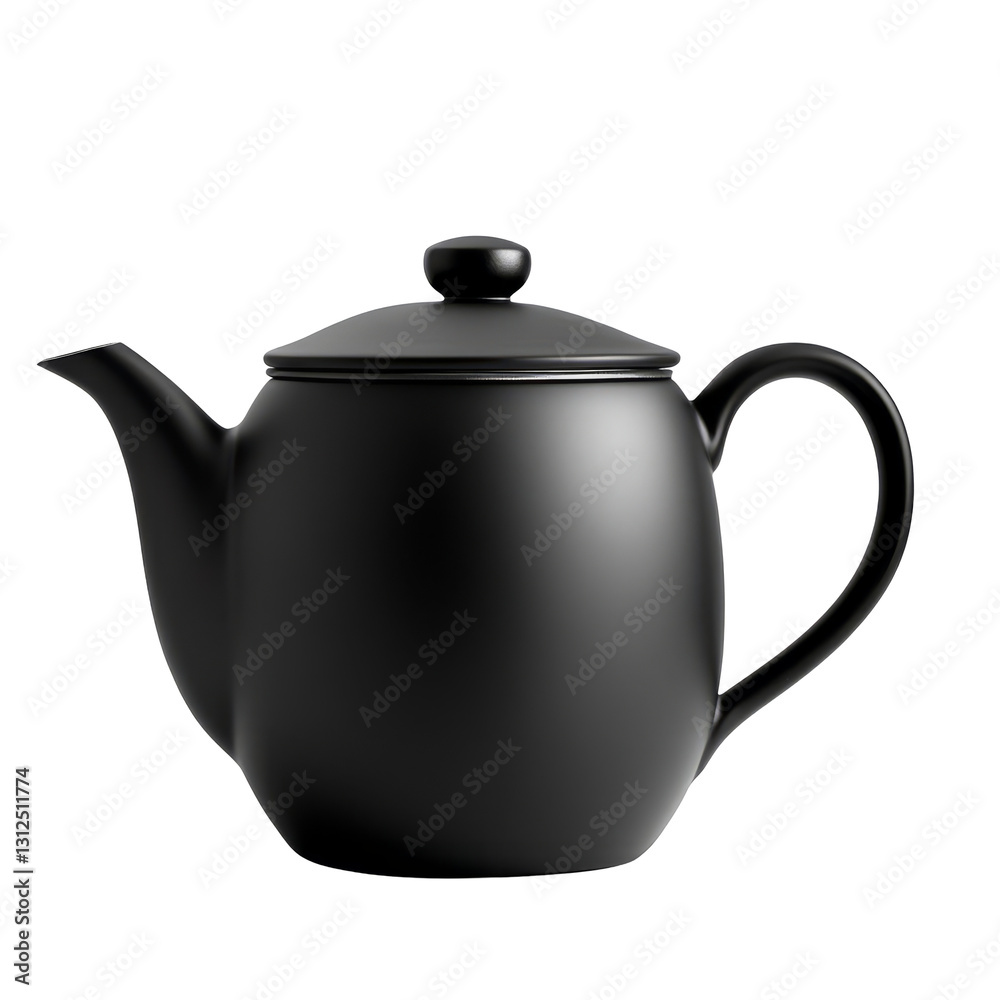 Fototapeta premium Elegant Black Teapot On A white Background. Minimalistic Design.