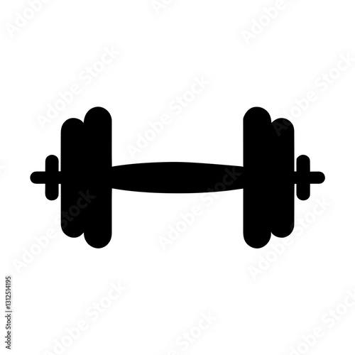Minimalist black silhouette of a dumbbell symbolizing fitness and strength training